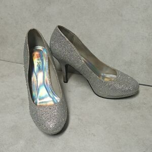 Silver Slipper Rhinestone Heels
